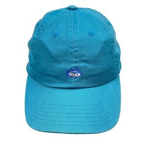 Southern Tide Hat Cap Leather Strap Back Teal Blue Dad Twill Adjustable Fish
